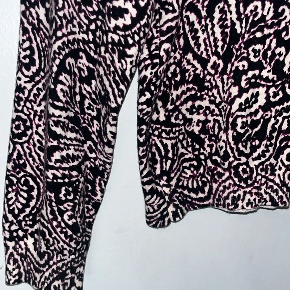 NWT Madison Lightweight Cardigan Sweater Plum White Floral Leaf Boho Print Sz XL - Picture 6 of 11